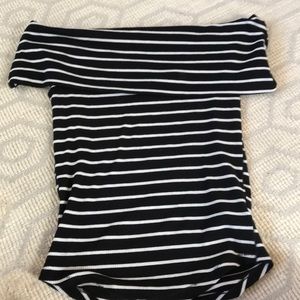 free people off the shoulder pin striped top